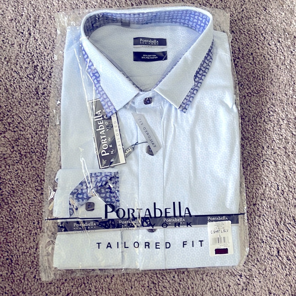 NWT PORTABELLA Tailored Fit Dress Shirt (Men’s Neck Size 16-16.5)
